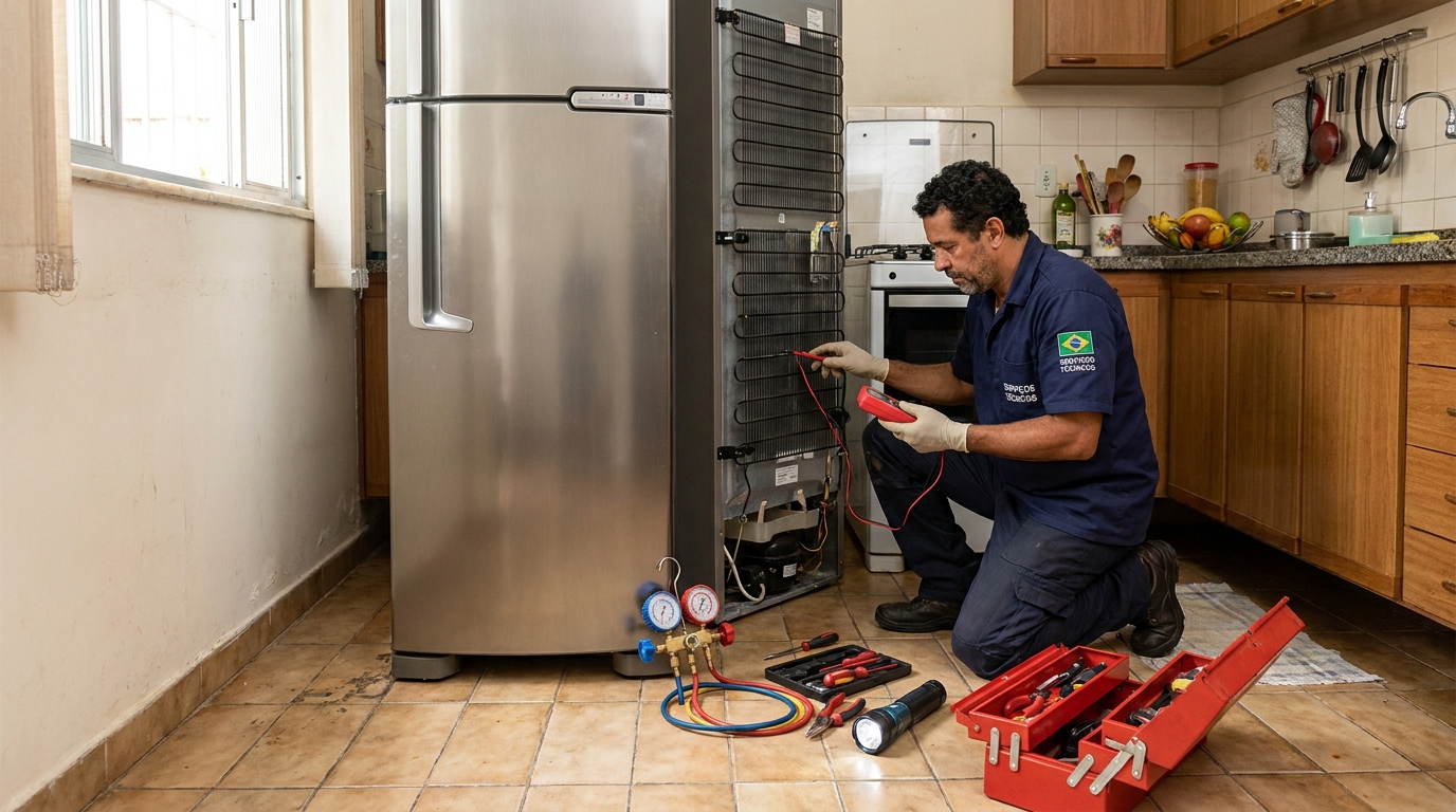 Técnico de conserto de geladeira em residência em Vila Velha‑ES